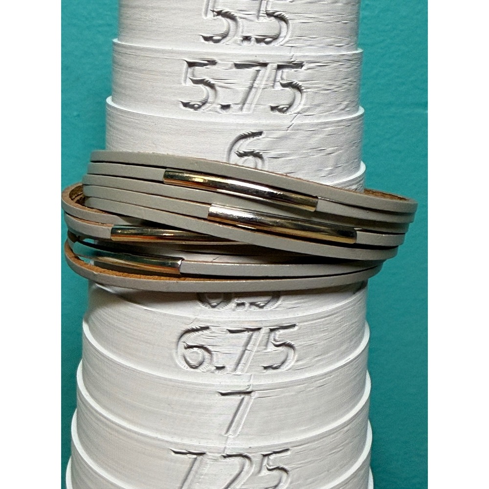 Grey Multi Strand Leather Wrap Bracelet Silver Bar Accents Magnetic Clasp 6.25in - Picture 6 of 7